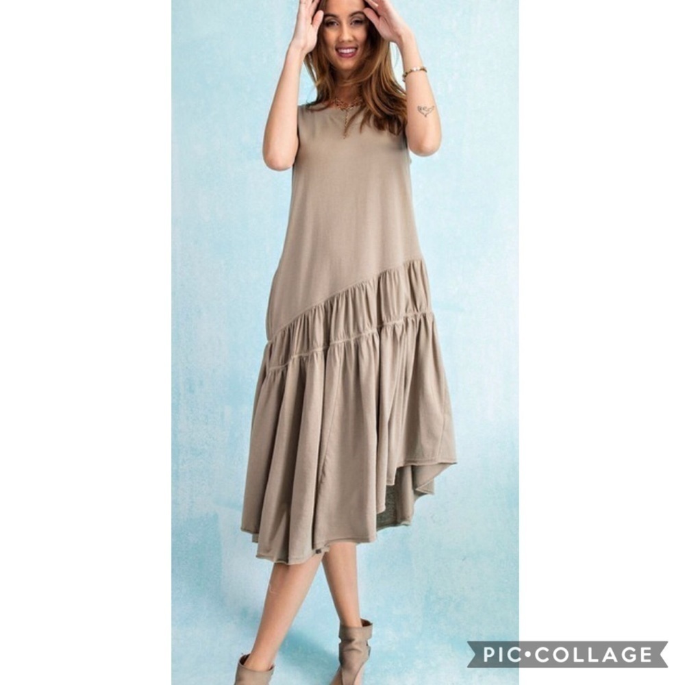 Faded Olive Swing Dress - Picture 2 of 3